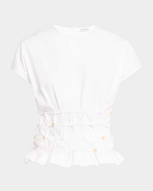 Short-Sleeve Button Top